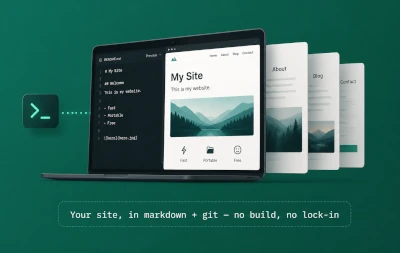 Your site, in markdown + git -- no build, no lock-in